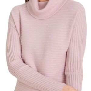 Chico's Zenergy  Cowl Neck Ribbed Sweater Light Pink Size 3/XL